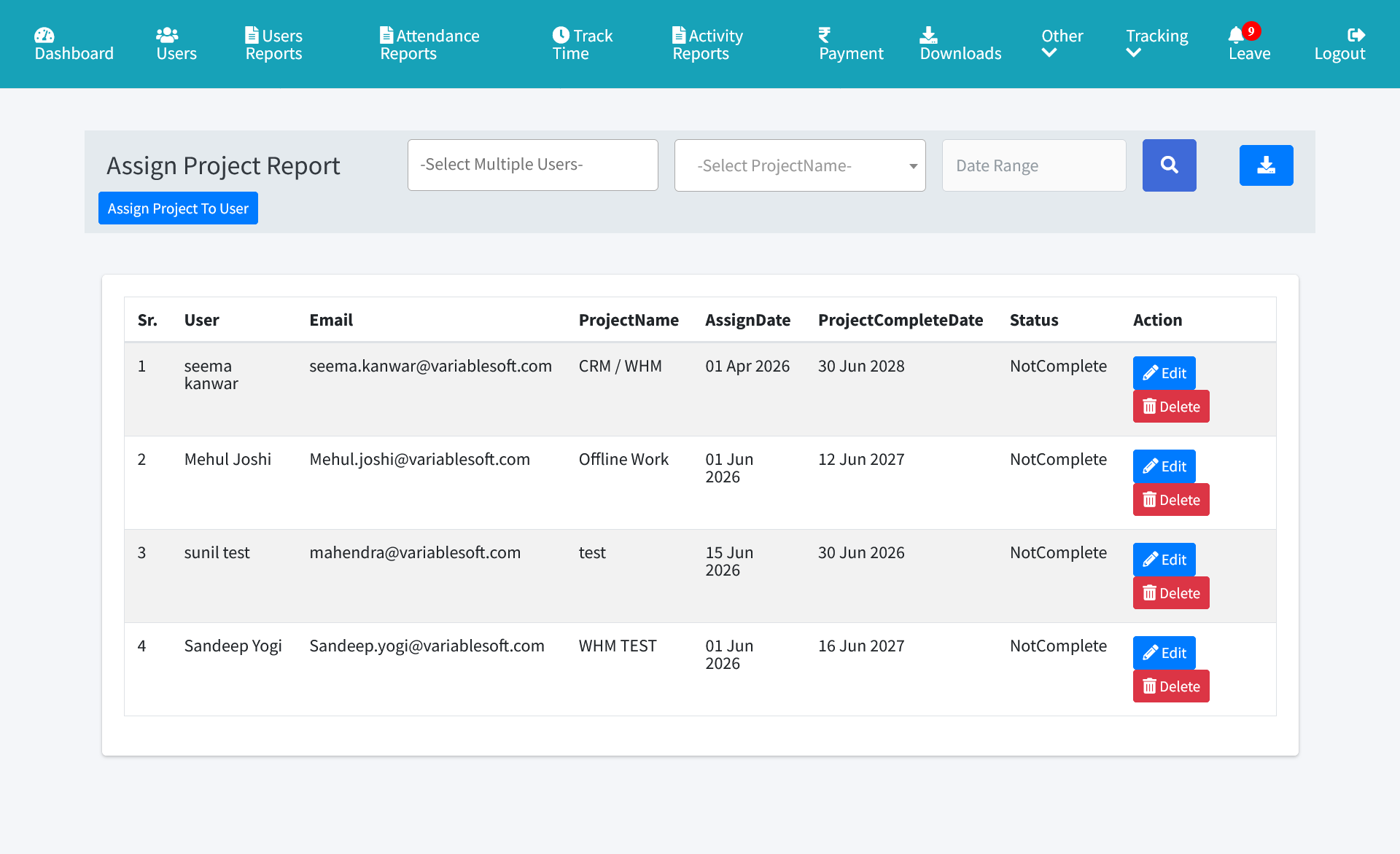 Project assignment and management